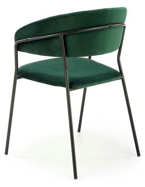 Scaun K426, verde inchis/negru, stofa catifelata/metal, 57x54x79 cm