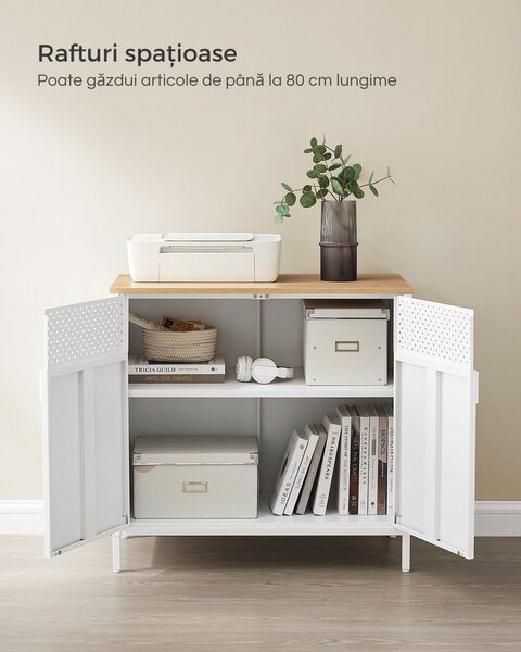 Dulap de depozitare metalic BRIX, 76x80x40cm, maro/albă SongmicsHome