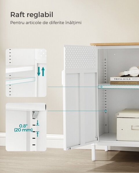 Dulap de depozitare metalic BRIX, 76x80x40cm, maro/albă SongmicsHome