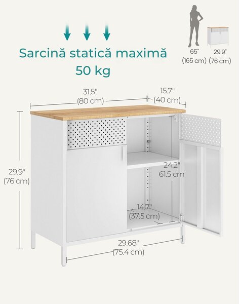 Dulap de depozitare metalic BRIX, 76x80x40cm, maro/albă SongmicsHome