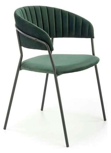 Scaun K426, verde inchis/negru, stofa catifelata/metal, 57x54x79 cm