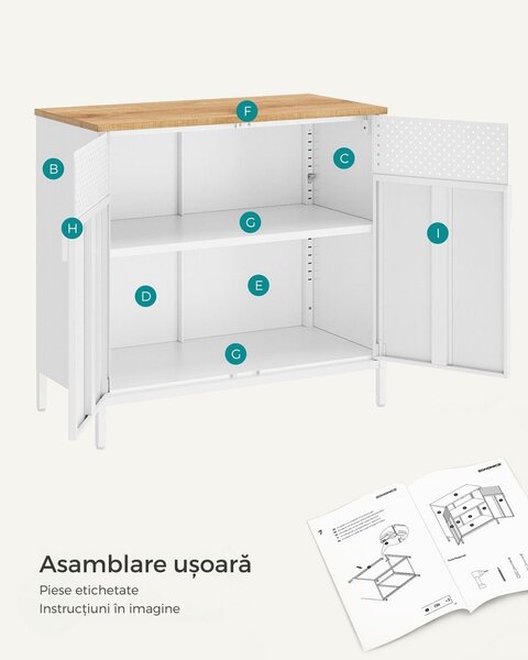 Dulap de depozitare metalic BRIX, 76x80x40cm, maro/albă SongmicsHome