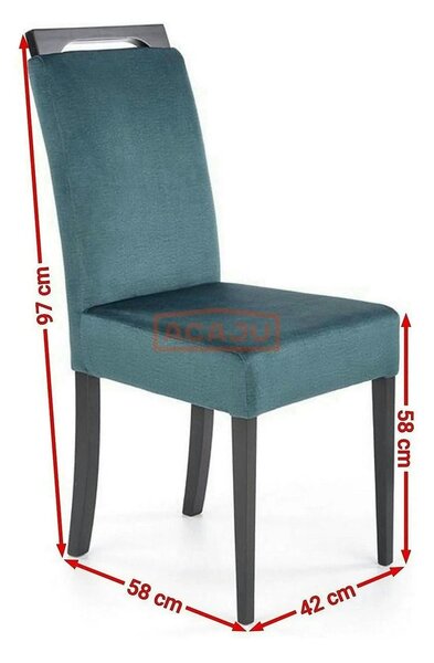 Scaun CLARION 2, negru/turcoaz, 42X58X97 cm