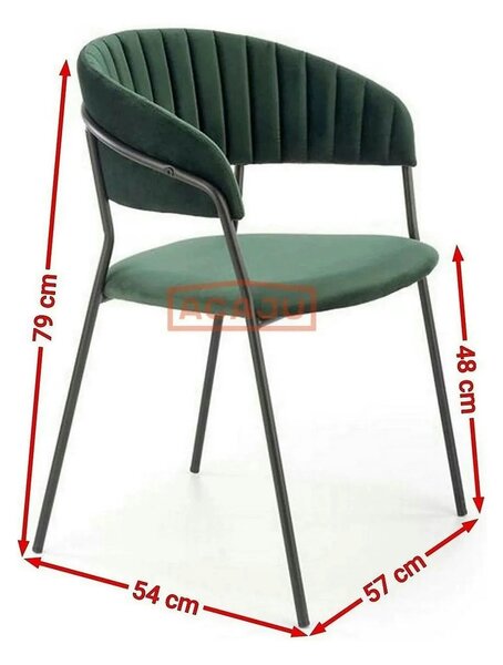 Scaun K426, verde inchis/negru, stofa catifelata/metal, 57x54x79 cm