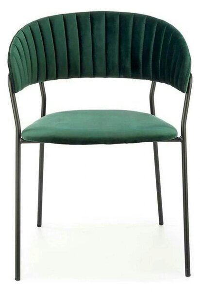 Scaun K426, verde inchis/negru, stofa catifelata/metal, 57x54x79 cm