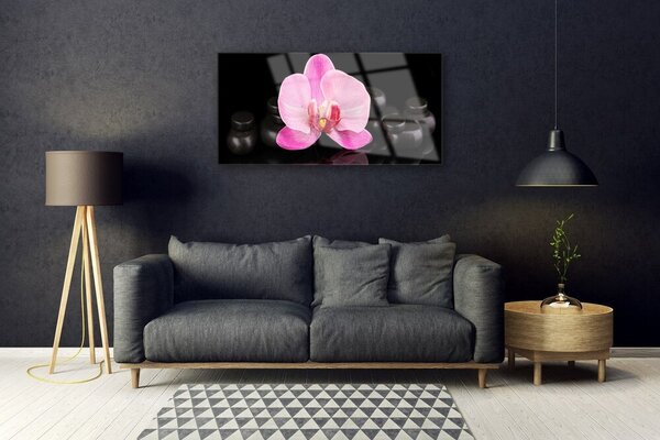Tablouri acrilice Pietrele florale flori roz negru