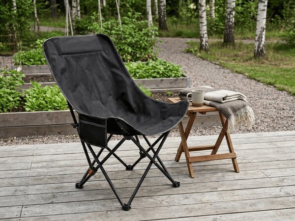 Scaun camping pliabil TERVO, neagra