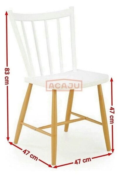Scaun K419, alb/stejar, polipropilena, 47x47x83 cm