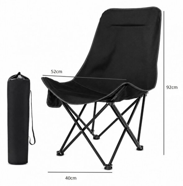 Scaun camping pliabil TERVO, neagra