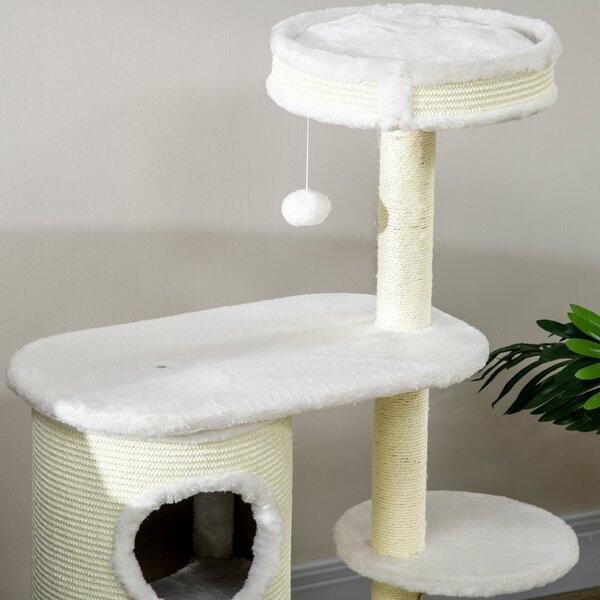 PawHut Ansamblu pentru Pisici 100cm, Stâlp Sisal, Căsuță și Platforme, Crem | Aosom Romania