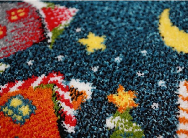 Model Magia de Craciun, Covor Rotund 11503, Dimensiunea 67x67 cm, Multicolor Albastru, Rotund, 67x67
