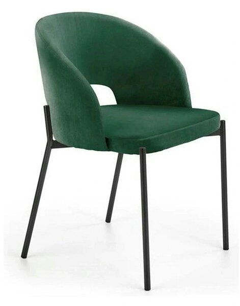 Scaun K455, verde/negru, stofa catifelata/metal, 51x57x77 cm