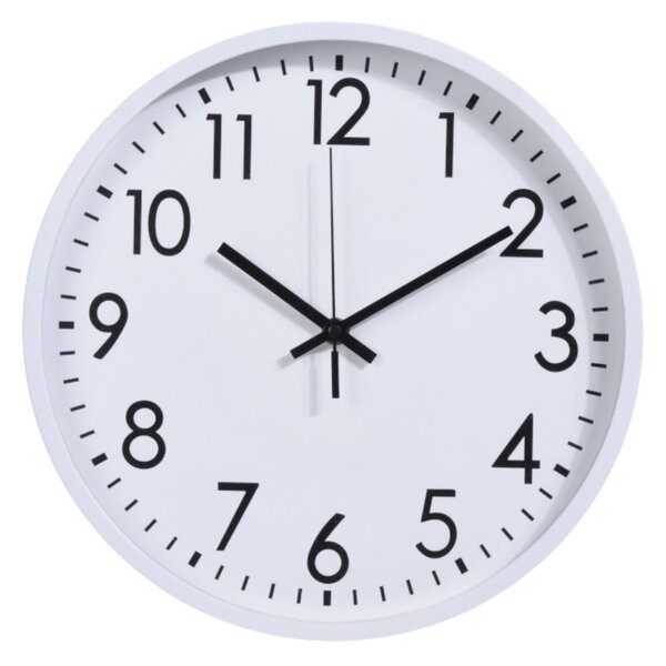 Ceas de perete alb cu cifre negre, 30 cm, design modern