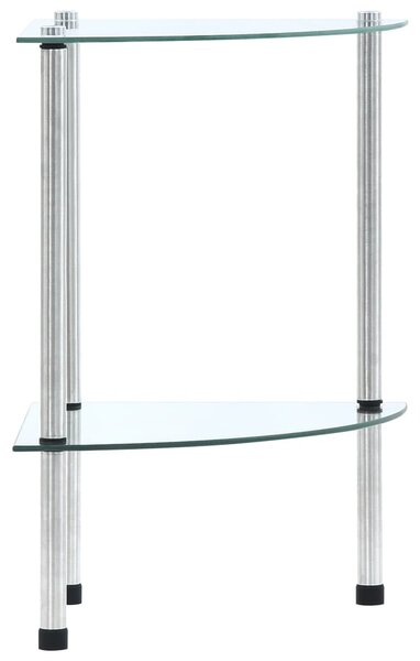 Raft cu 2 niveluri, transparent, 30x30x47 cm, sticlă securizată
