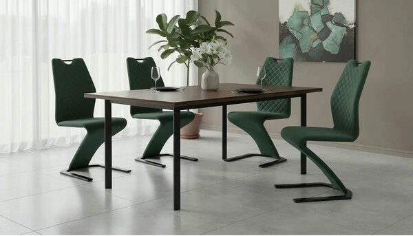 Scaun K442, verde inchis/negru, stofa catifelata/metal, 46x61x102 cm