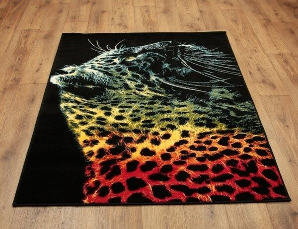 Covor Sufragerie, Model Black Leopard 11016 180, Covor Dreptunghiular, Negru Dreptunghi, 200x300