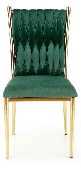 Scaun K436, verde/auriu, stofa catifelata/metal, 48x55x94 cm