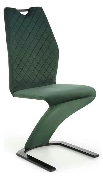 Scaun K442, verde inchis/negru, stofa catifelata/metal, 46x61x102 cm