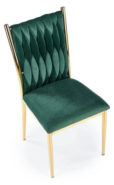 Scaun K436, verde/auriu, stofa catifelata/metal, 48x55x94 cm