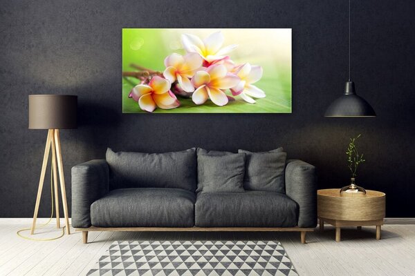 Tablou pe sticla Flori Floral Roșu Alb Galben
