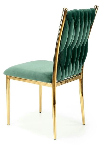 Scaun K436, verde/auriu, stofa catifelata/metal, 48x55x94 cm