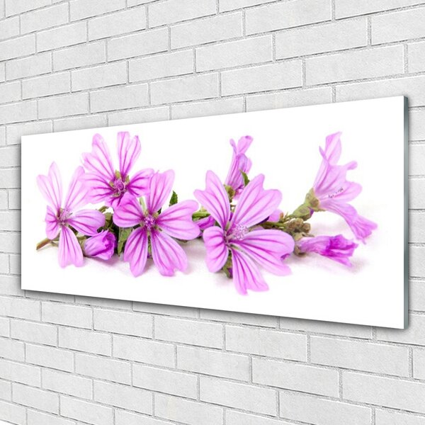 Tablou pe sticla Flori roz Floral