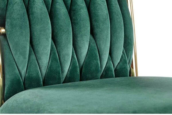 Scaun K436, verde/auriu, stofa catifelata/metal, 48x55x94 cm