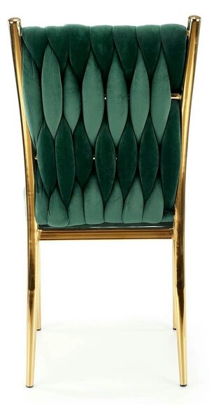 Scaun K436, verde/auriu, stofa catifelata/metal, 48x55x94 cm