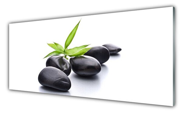 Panou sticla bucatarie Pietre Art negru