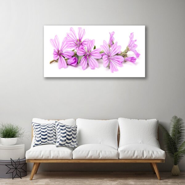 Tablou pe sticla Flori roz Floral