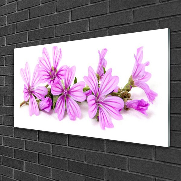Tablou pe sticla Flori roz Floral