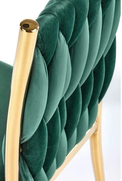 Scaun K436, verde/auriu, stofa catifelata/metal, 48x55x94 cm