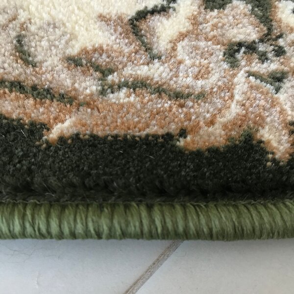 Covor Oval Lotos 575-310, Marime 60 x 110 cm, Crem, Verde, Inaltime Fir 8 mm, Antialergic, Polipropilena, Living, Dormitor, Sufragerie, Birou 60 x 110