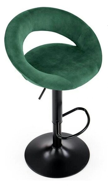 Scaun bar H102, verde inchis/negru, stofa catifelata/otel, 53x48x100 c