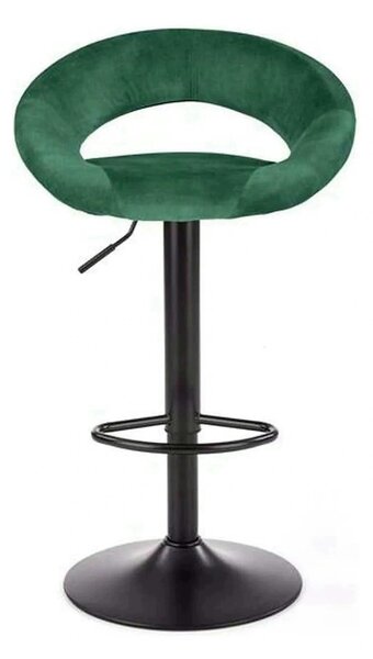 Scaun bar H102, verde inchis/negru, stofa catifelata/otel, 53x48x100 c