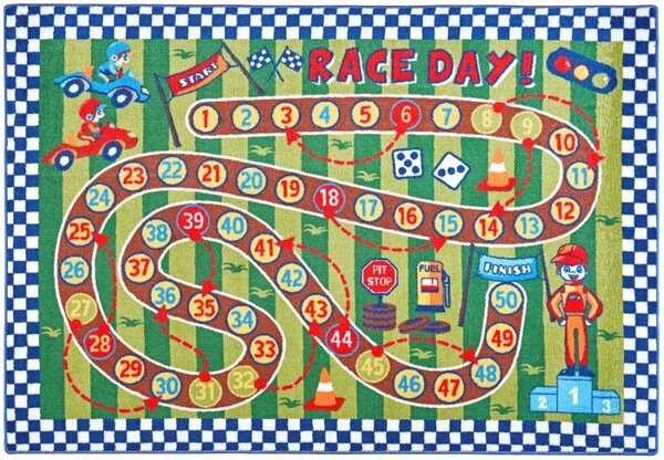 Covor Copii, Antiderapant, Racing Game,133x190 cm Multicolor, Dreptunghi, 133 x 190