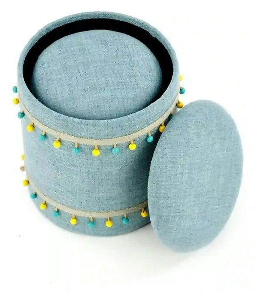 Set 2 tabureti GRADO, stofa clasica albastru deschis, cu spatiu depozi