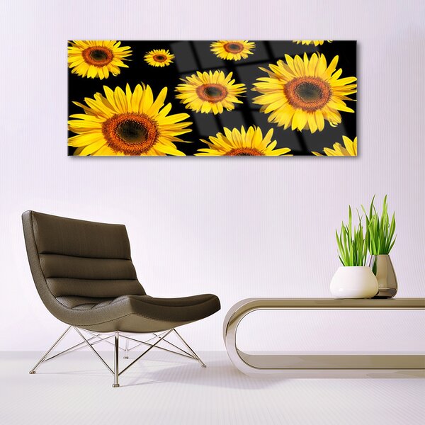 Tablouri acrilice Floarea soarelui Floral Brown Galben