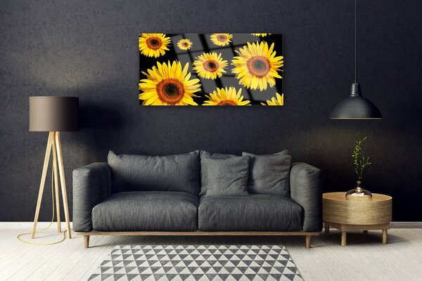 Tablouri acrilice Floarea soarelui Floral Brown Galben