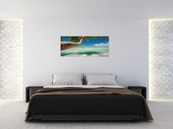 Tablou - Mare curată cu palmier (120x50 cm)