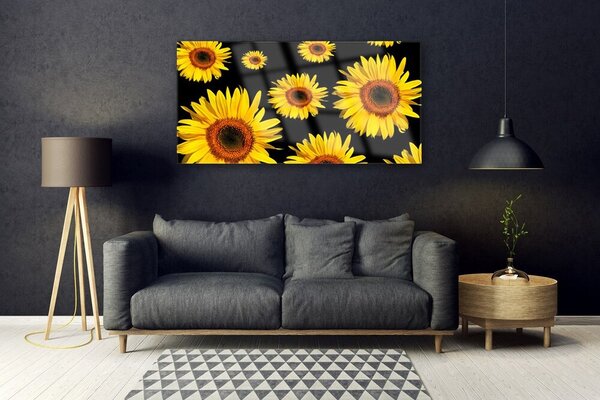 Tablouri acrilice Floarea soarelui Floral Brown Galben
