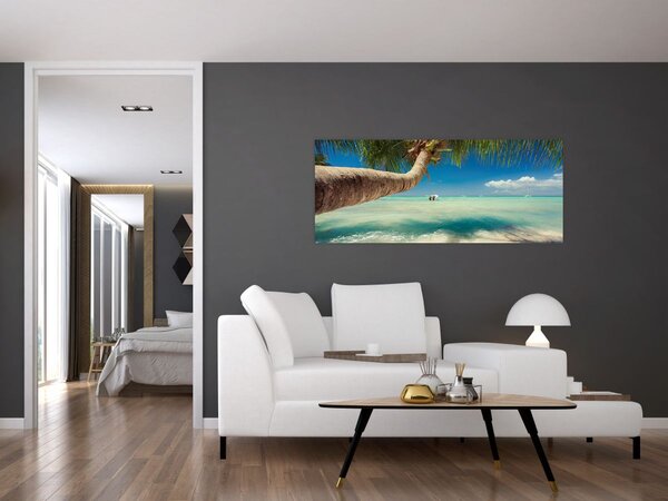 Tablou - Mare curată cu palmier (120x50 cm)