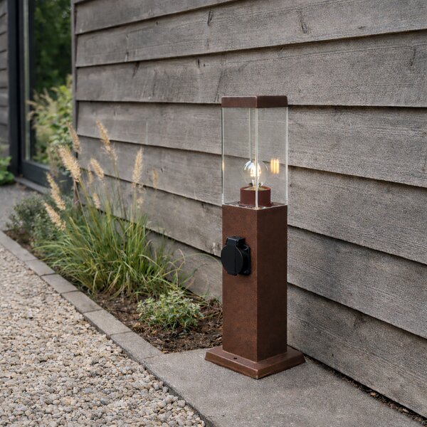 Lampă de exterior maro ruginiu 45 cm cu priză IP44 - Malios