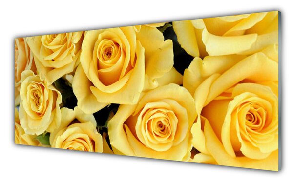 Tablou pe sticla Trandafiri Floral Galben