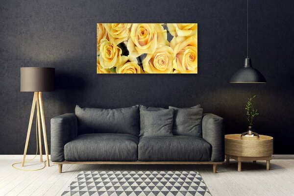 Tablou pe sticla Trandafiri Floral Galben