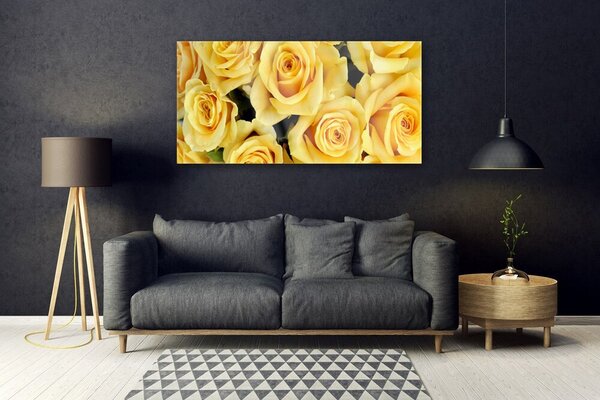 Tablou pe sticla Trandafiri Floral Galben