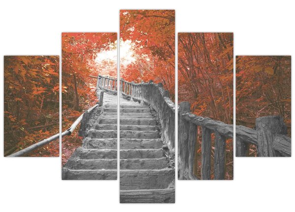 Tablou - Scări în natură, portocaliu (150x105 cm)