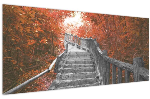 Tablou - Scări în natură, portocaliu (120x50 cm)