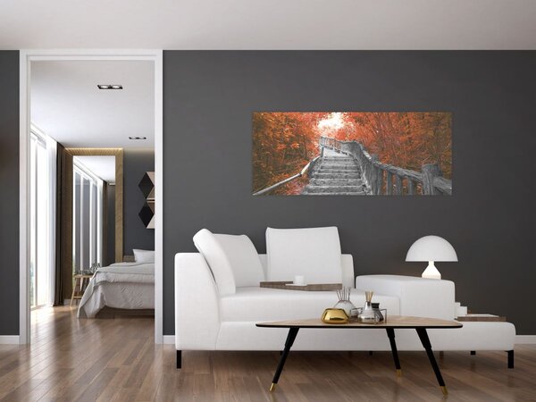 Tablou - Scări în natură, portocaliu (120x50 cm)