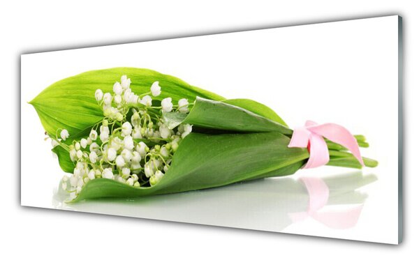Tablou pe sticla Flori Floral Alb Verde